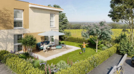 Programme immobilier neuf LES CARRES DU GOLF - Jons près de Lyon : résidences neuves avec jardins et garages en quartier calme (69330) - Référence : 2831
