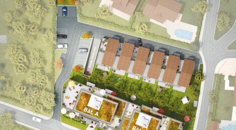 Programme immobilier neuf BLEU HORIZON - Pollionnay : Résidence T2–T5 avec espaces extérieurs et garages dans un environnement champêtre (69290) - Référence : 352