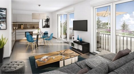 Programme immobilier neuf BLEU HORIZON - Pollionnay : Résidence T2–T5 avec espaces extérieurs et garages dans un environnement champêtre (69290) - Référence : 352