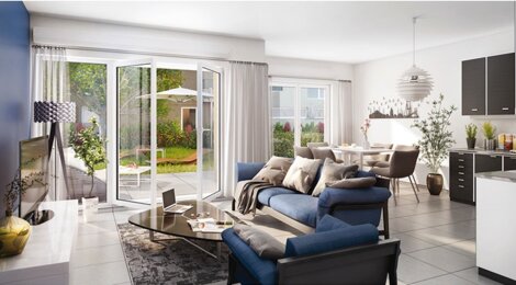 Programme immobilier neuf BLEU HORIZON - Pollionnay : Résidence T2–T5 avec espaces extérieurs et garages dans un environnement champêtre (69290) - Référence : 352