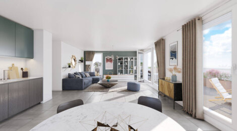 Programme immobilier neuf Les Allées Perroncel - Villeurbanne : Résidence studio–T5 avec cadre résidentiel et confort optimisé proche des transports (69100) - Référence : 17208