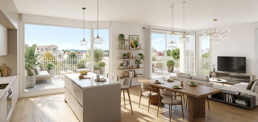 Programme immobilier neuf Entracte - Décines Charpieu cadre paysager au cœur du centre ville (69150) - Référence : 17559
