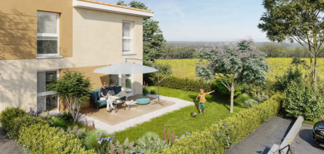 Programme immobilier neuf LES CARRES DU GOLF - Jons près de Lyon : résidences neuves avec jardins et garages en quartier calme (69330) - Référence : 2831