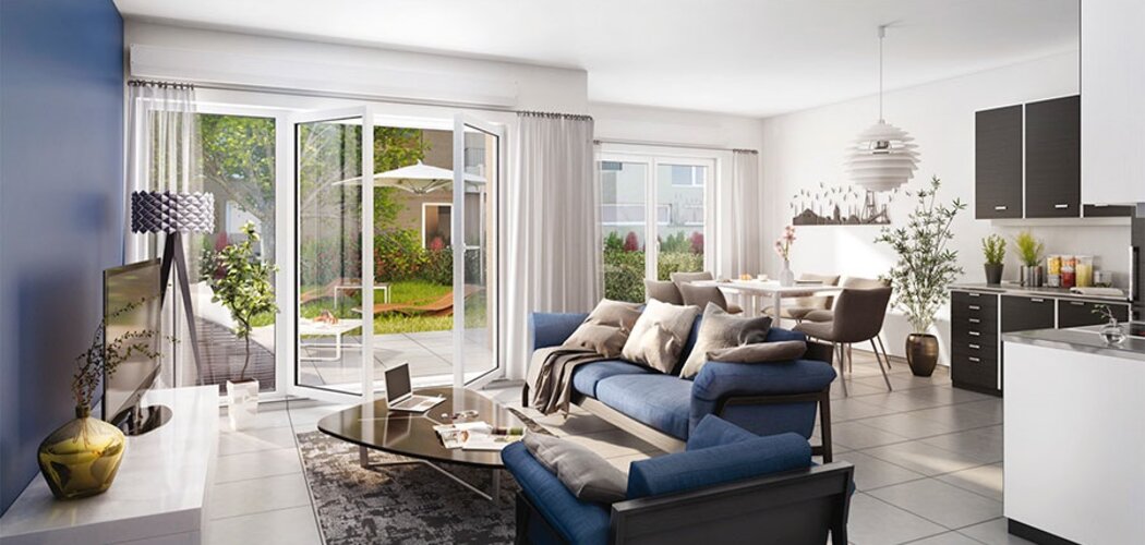 Programme immobilier neuf BLEU HORIZON - Pollionnay : Résidence T2–T5 avec espaces extérieurs et garages dans un environnement champêtre (69290) - Référence : 352
