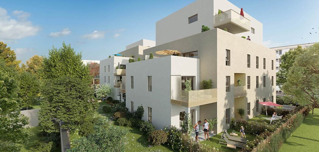 Programme immobilier neuf LES JARDINS D'ELSA - Vaulx-en-Velin : logements neufs studio–T5 proche du Carré de Soie (69120) - Référence : 15713
