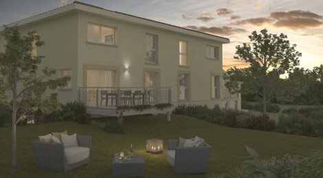Programme immobilier neuf LES CARRÉS DU CÈDRE - Nuelles : Appartement T4 duplex avec cuisine américaine et jardin arboré proche des établissements scolaires (69210) - Référence : 568